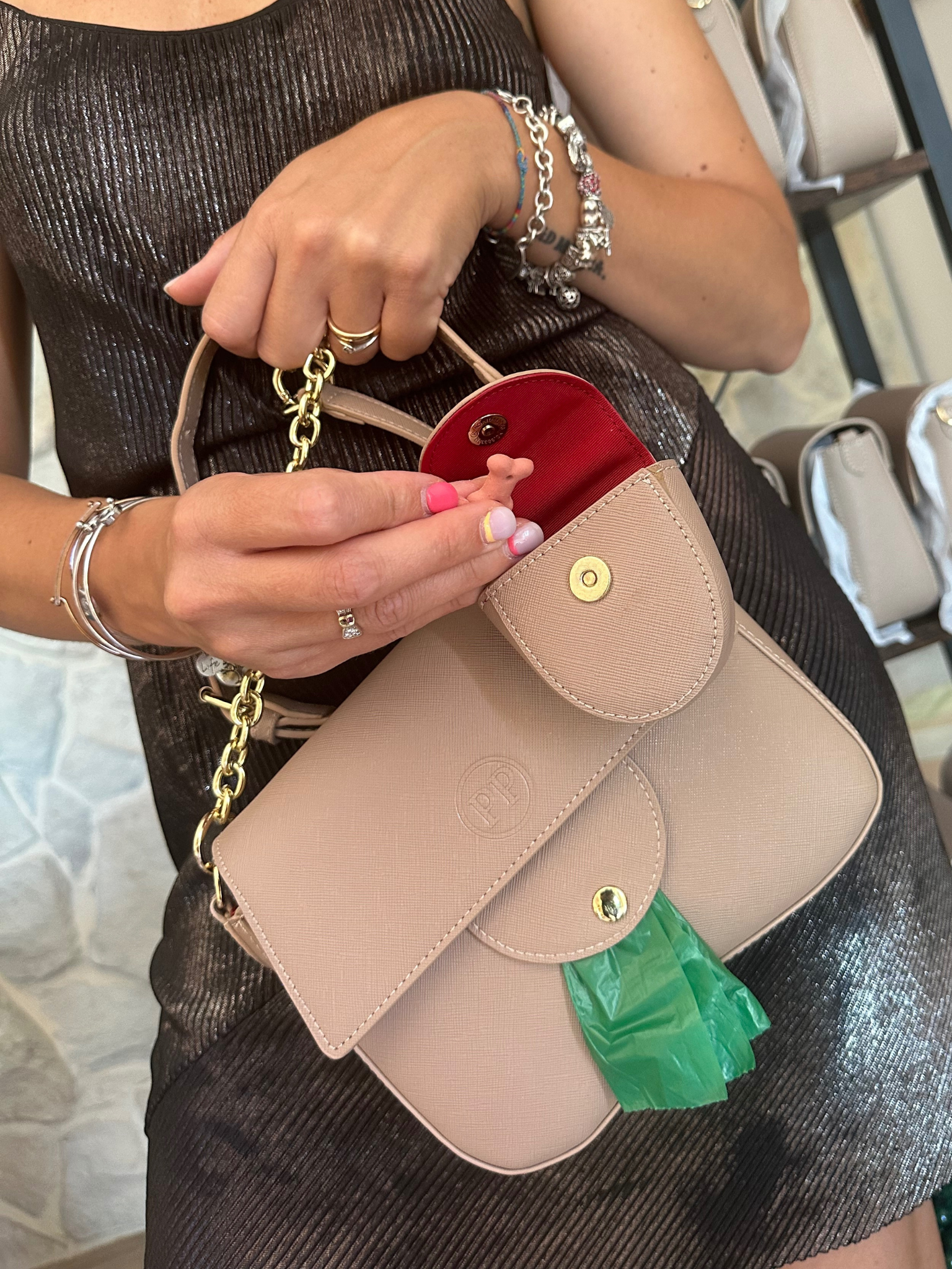 borsa elegante per dog mom, borsa passeggiate cane, borsa moda pet-friendly.