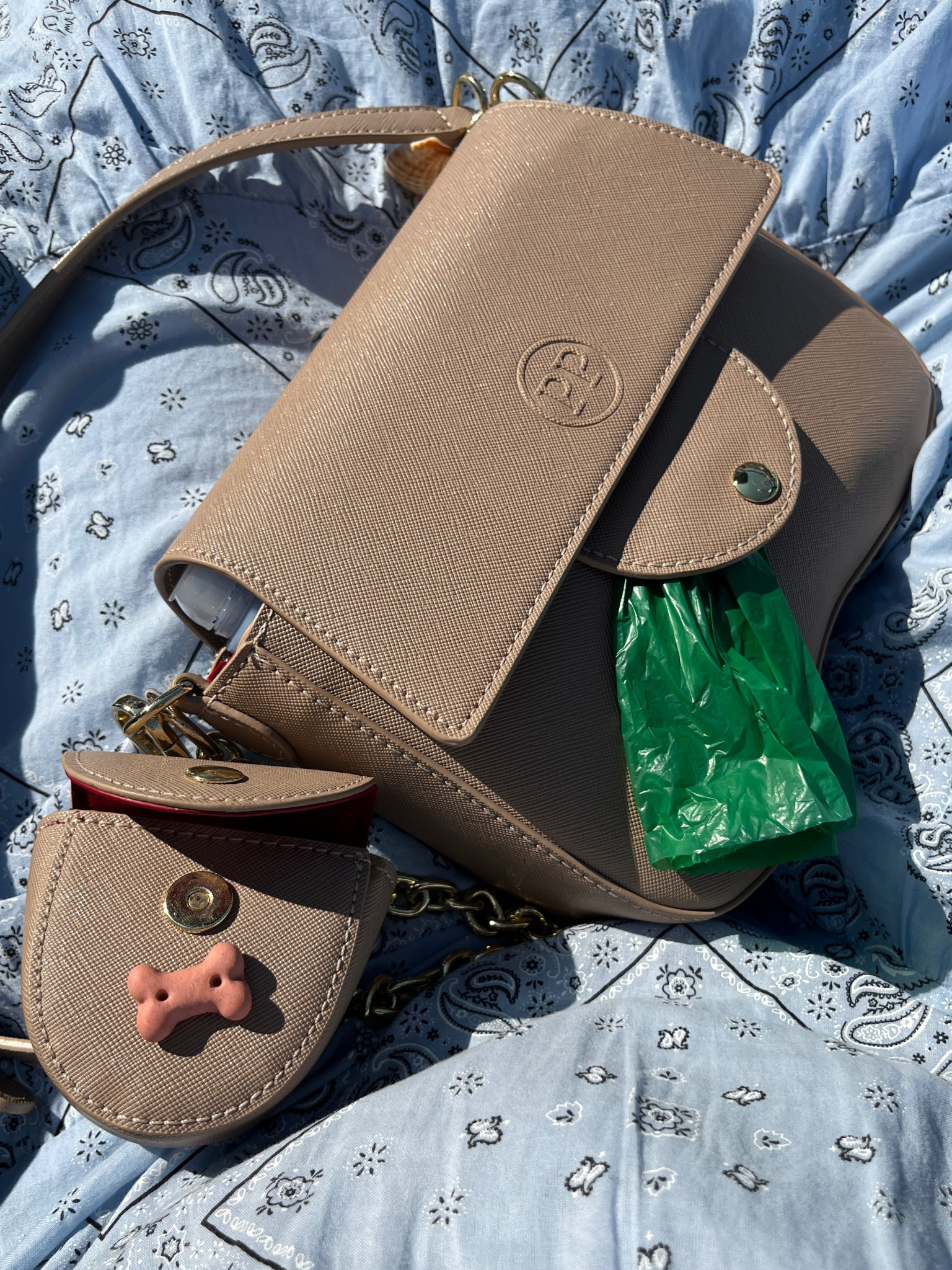 borsa elegante per dog mom, borsa passeggiate cane, borsa moda pet-friendly.